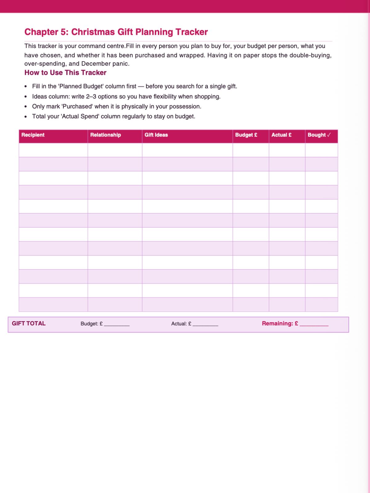 The Single Mum's Holiday Budget Planner
