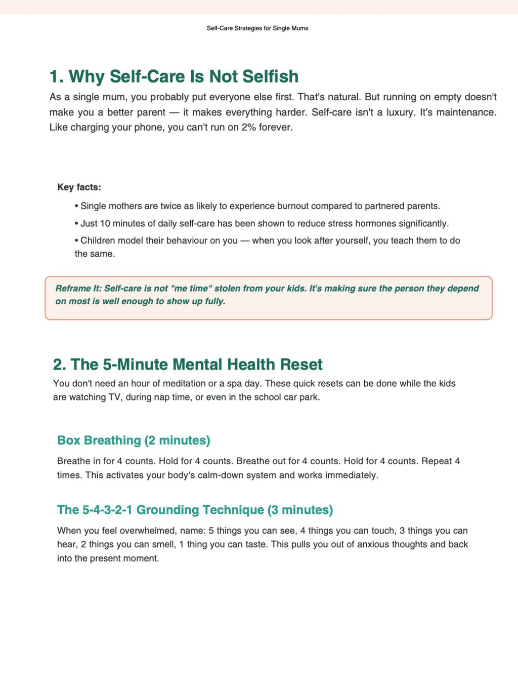 Self-Care Strategies for Single Mums