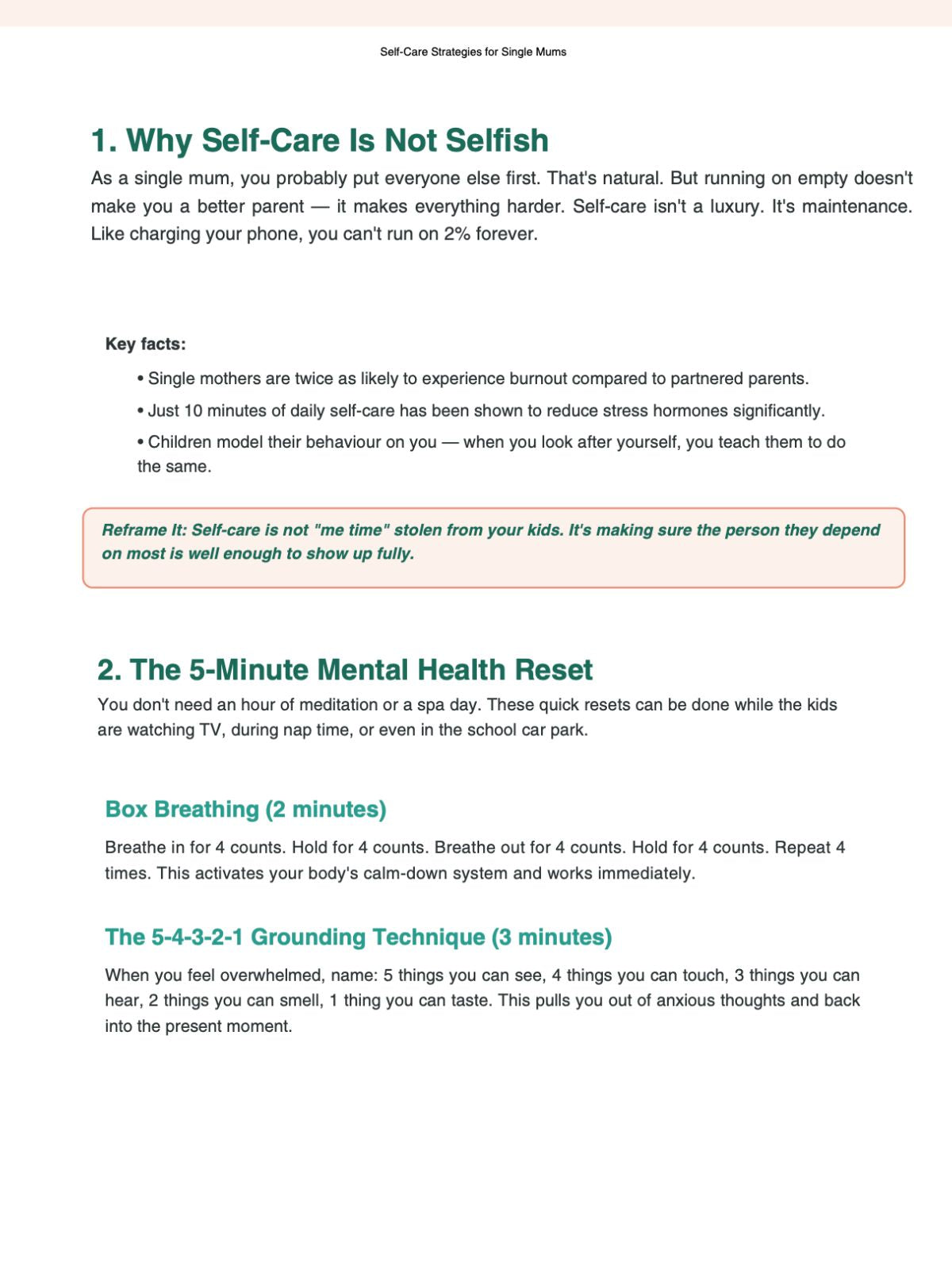 Self-Care Strategies for Single Mums